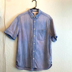 Blue/Pink Short Sleeve Denim Button Up